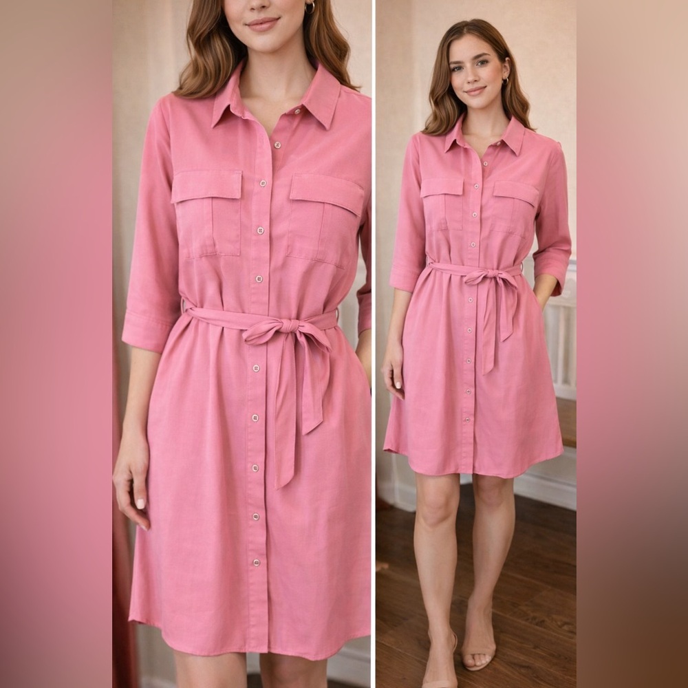 Jaclyn Smith Pink Belted Shirt Dress NWT – Size L
